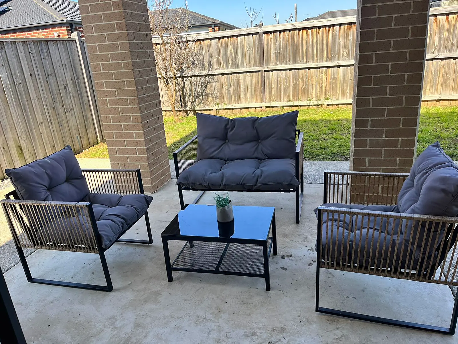 Alfresco staged with an outdoor lounge setting in a Mickleham home